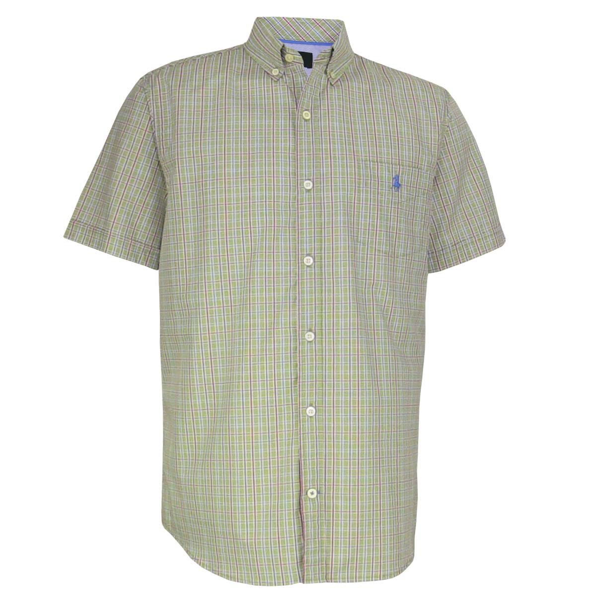 Camisa Manga Corta de Cuadros Verde Polo Club para Caballero