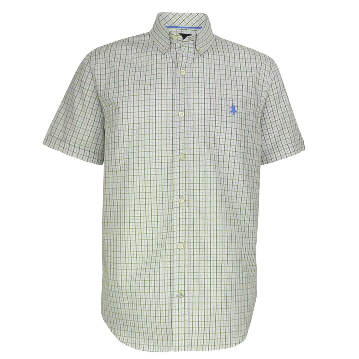 Camisa Manga Corta de Cuadros Verde Polo Club para Caballero