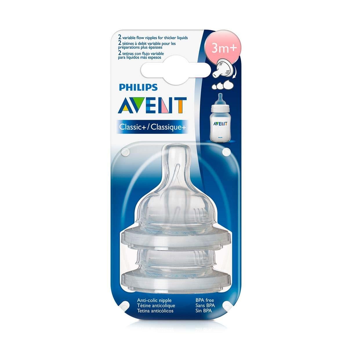 Set de 2 Tetinas Avent Anticolic Flujo Variable