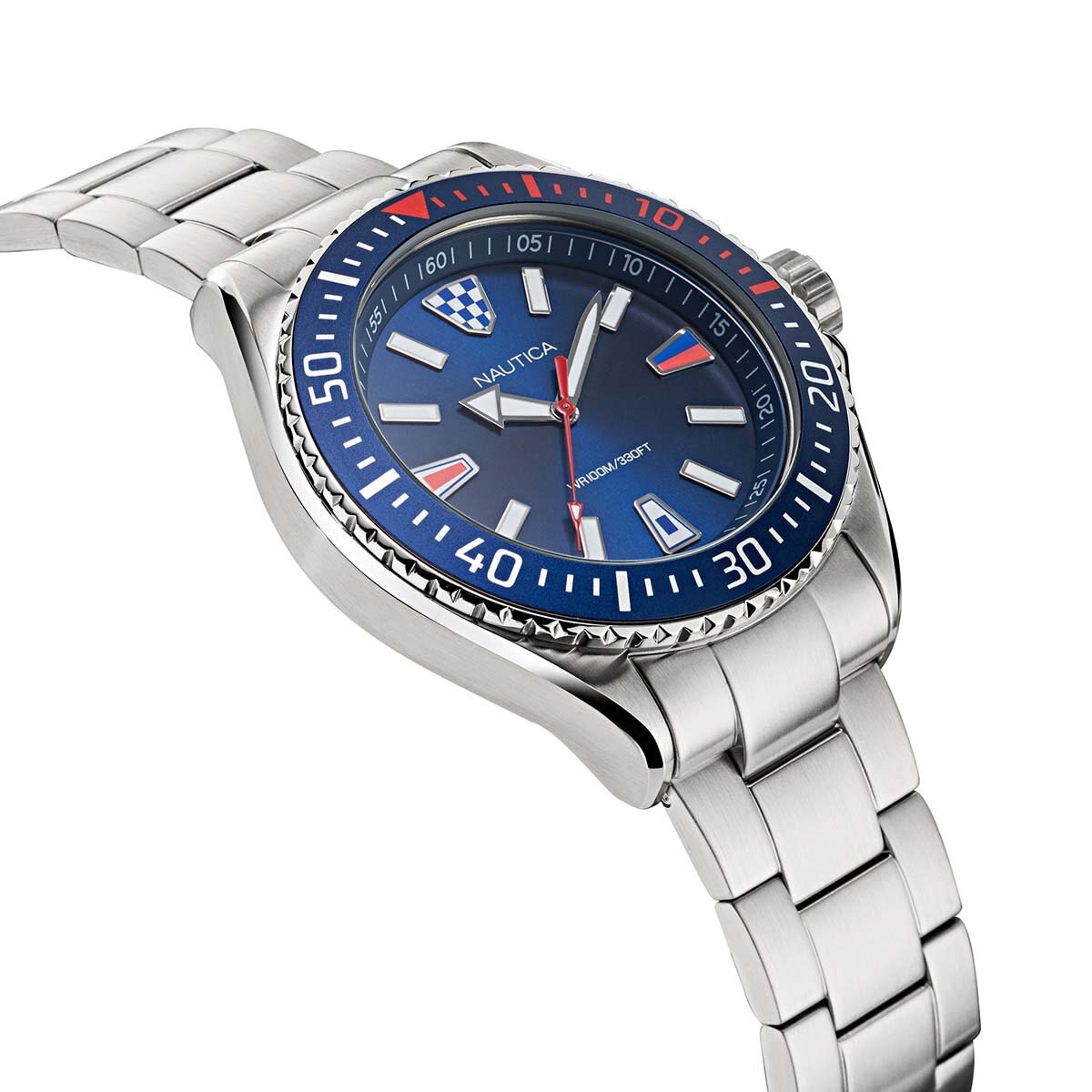 Reloj para Caballero Extensible de Acero Inoxidable Plata Nautica