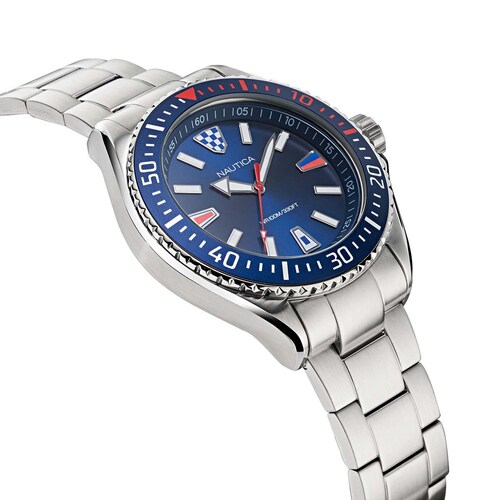 Reloj para Caballero Extensible de Acero Inoxidable Plata Nautica