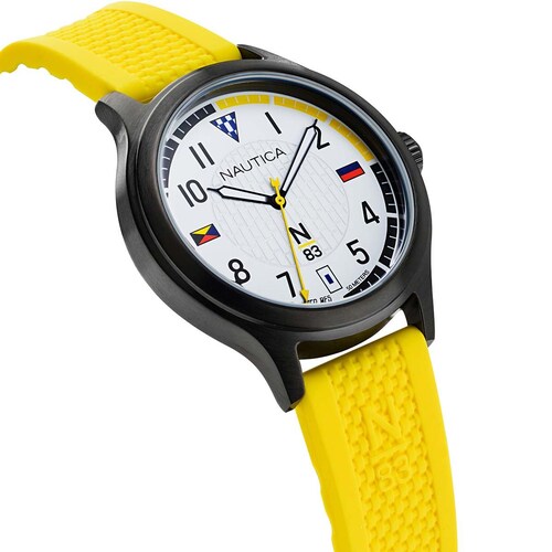Reloj para Caballero Correa de Silicón Amarillo Nautica N83