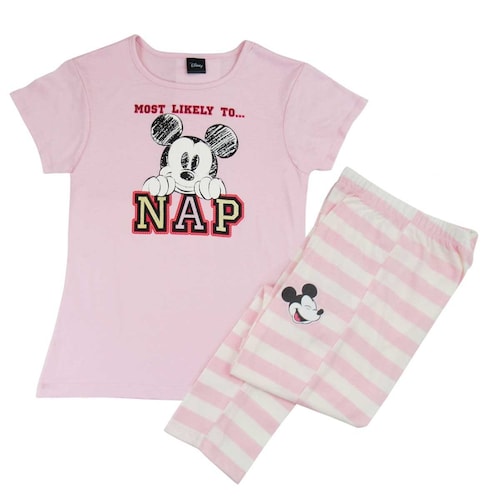 Pijama para Dama Playera Manga Corta Y Pantalón Mickey Mouse Disney