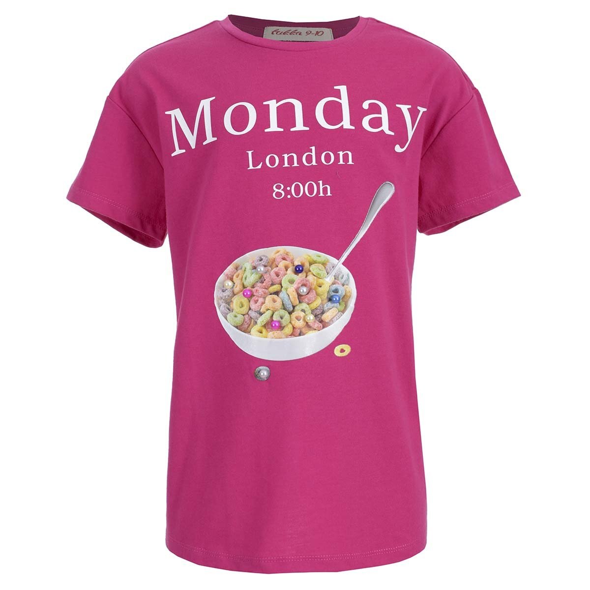 Playera Manga Corta con Estampado de Cereal Fukka para Niña