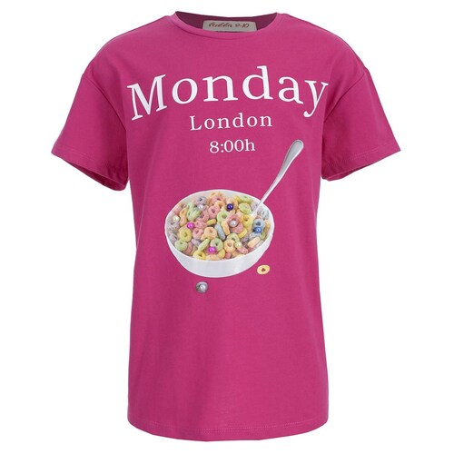 Playera Manga Corta con Estampado de Cereal Fukka para Niña