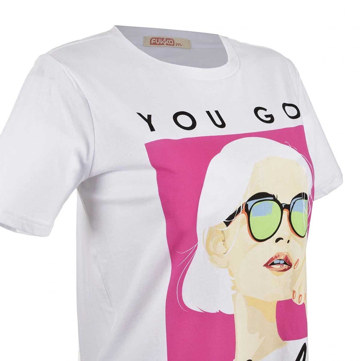 Playera para Dama Estampada Blanca Fukka Plus