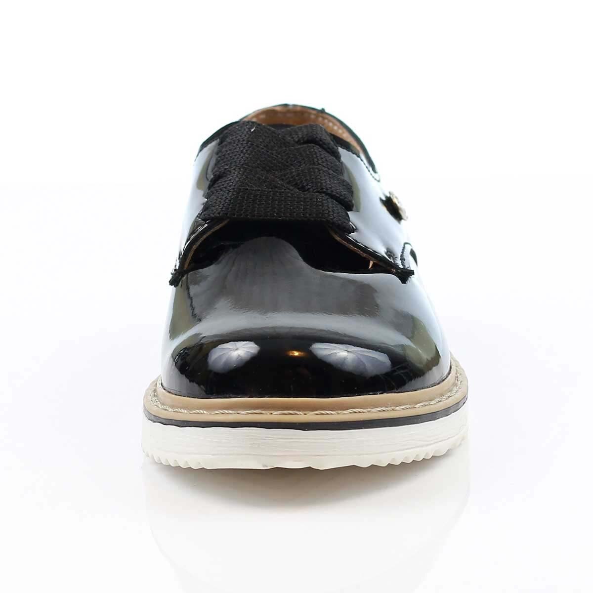 Choclo de Charol Negro con Agujeta Bubble Gummers para Niña