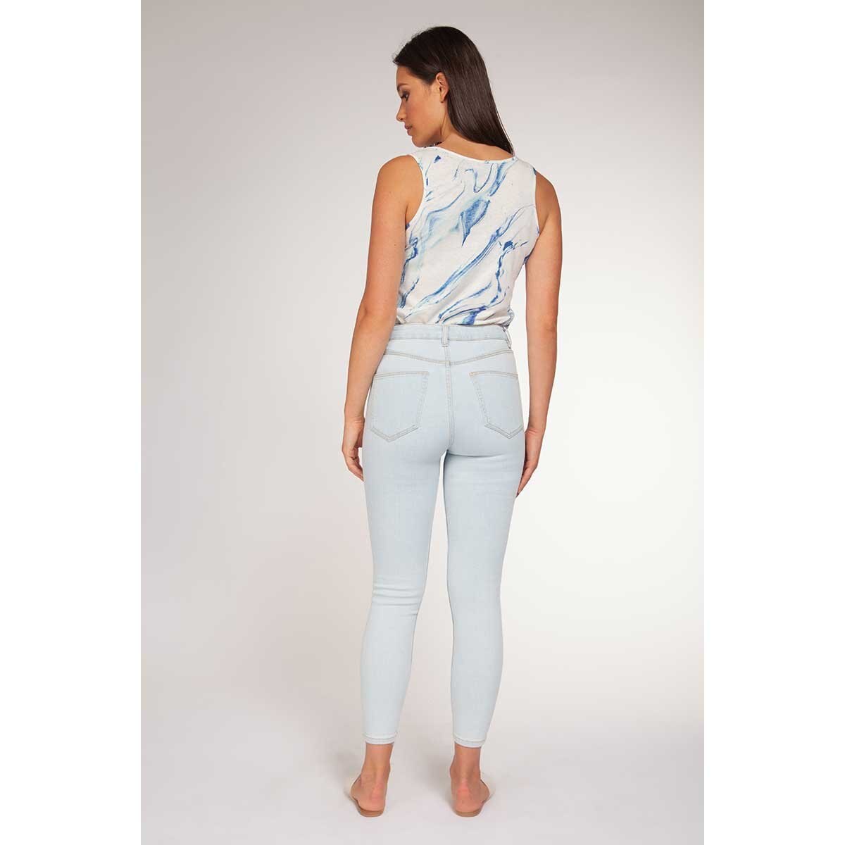 Skinny Azul Claro Black Tape para Dama
