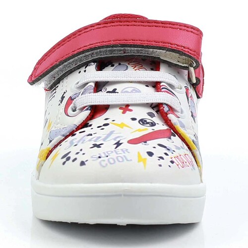 Tenis Choclo Blanco Rojo con Velcro para Ni&ntilde;o Bubble Gummers