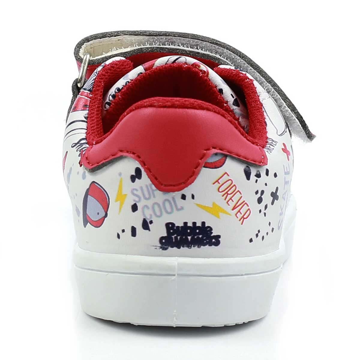 Tenis Choclo Blanco Rojo con Velcro para Nino Bubble Gummers