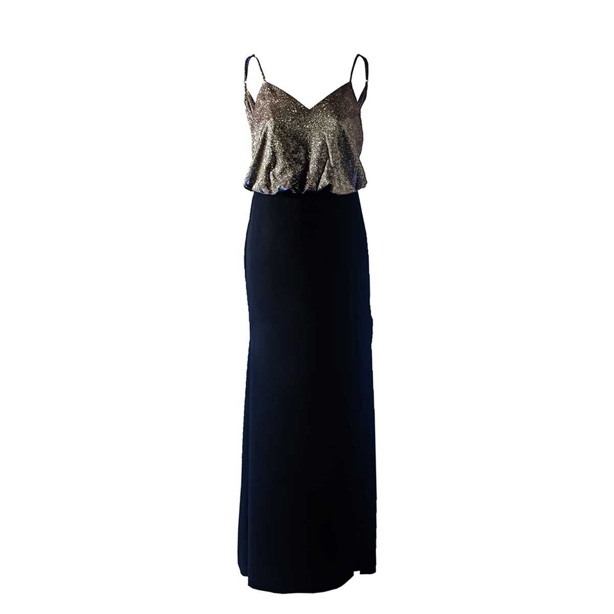 Vestido Largo Combinado Cuello Tehfi