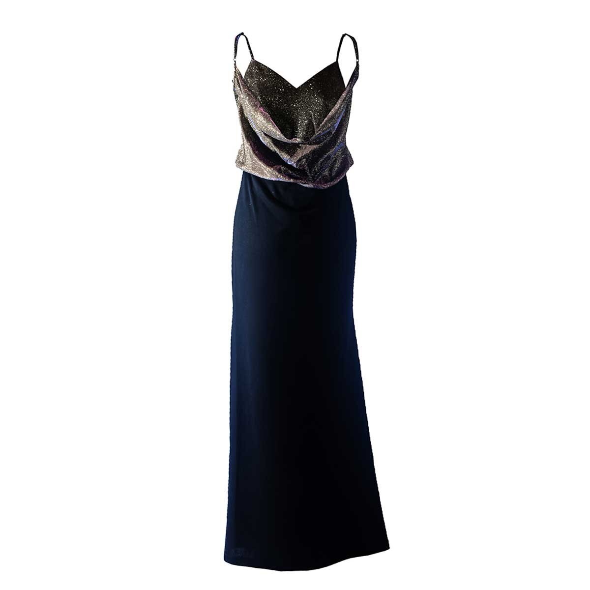 Vestido Largo Combinado Cuello Tehfi