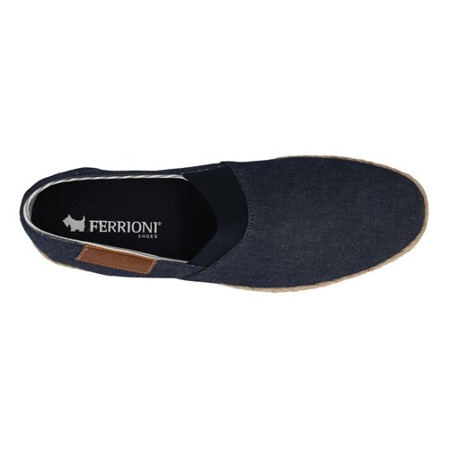 Tenis Slip On de Yute Natural Azul para Caballero Ferrioni