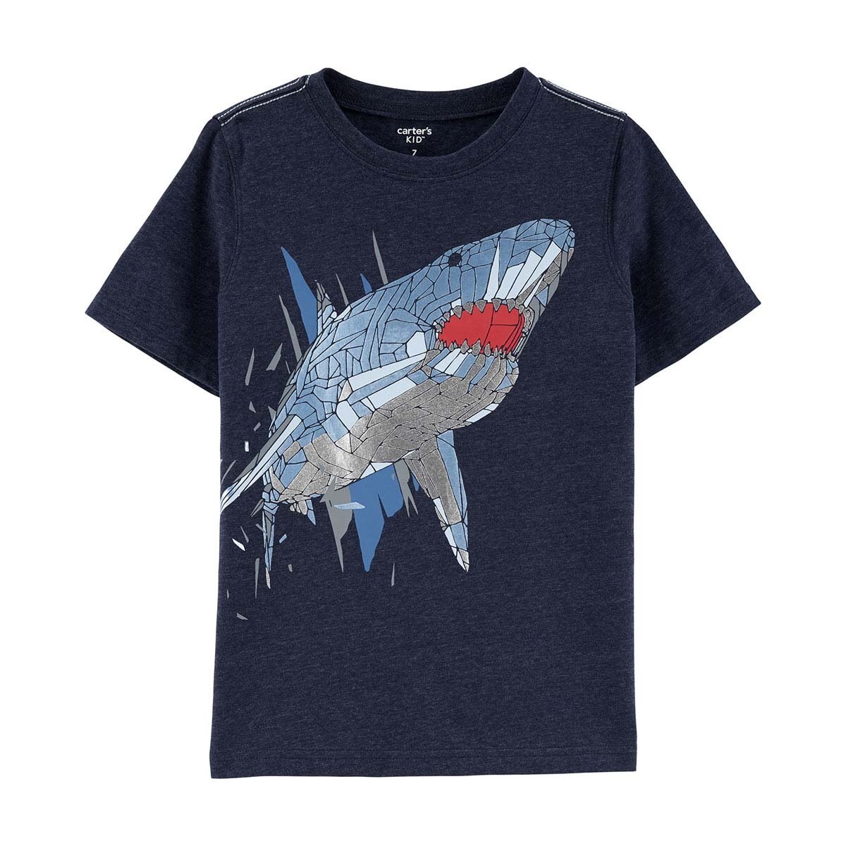 Playera Azul Marino con Estampado de Tiburón Carters para Niño