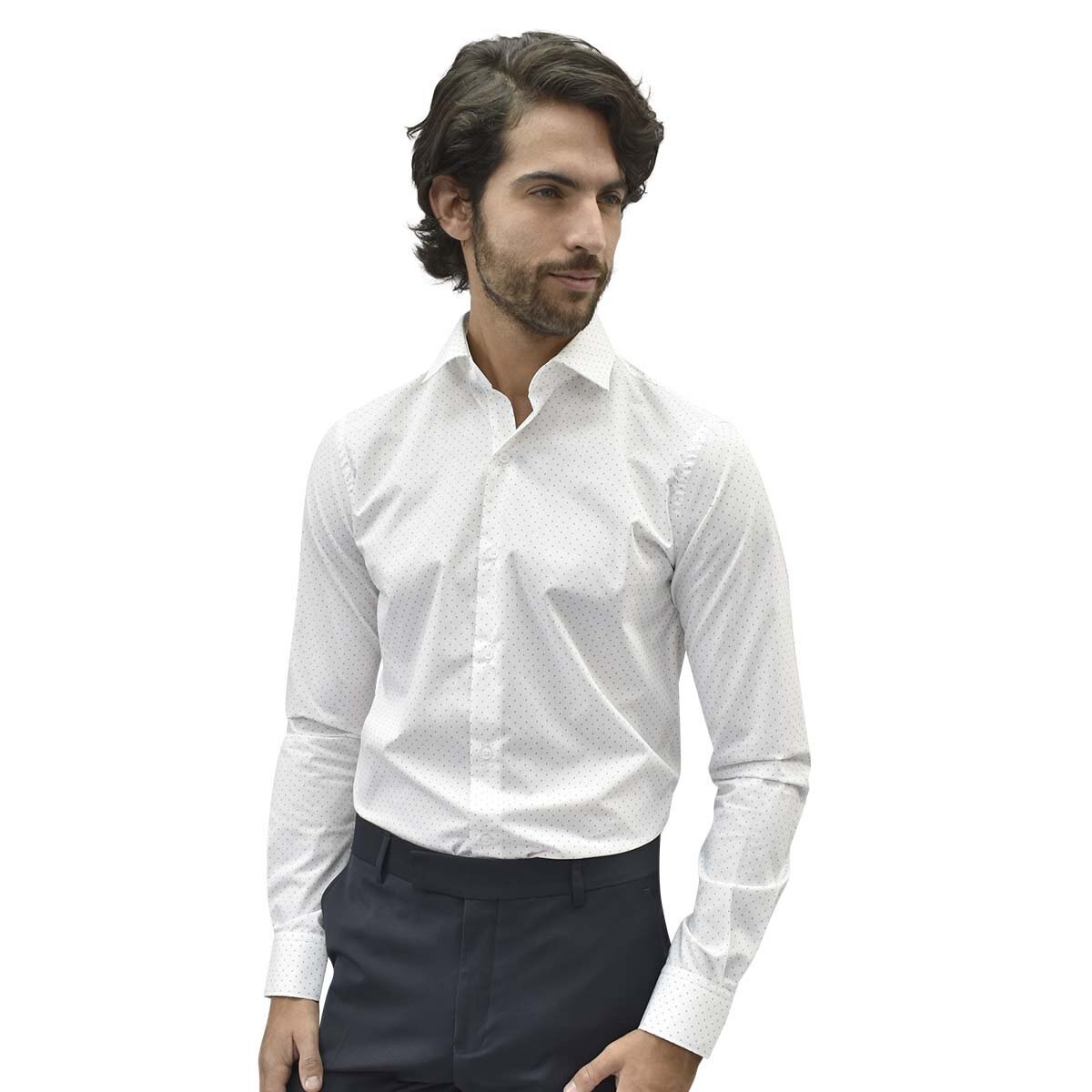 Camisa de Vestir Blanco Combinado Corte Ultra Slim Chaps para Caballero