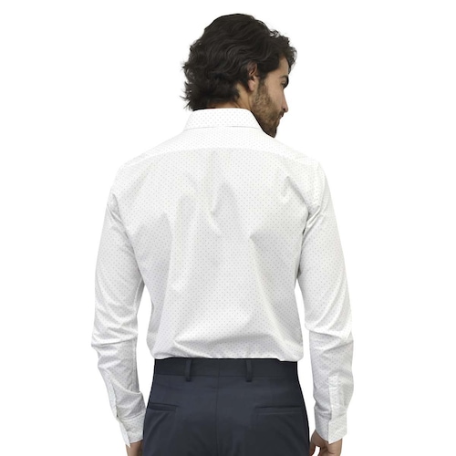 Camisa de Vestir Blanco Combinado Corte Ultra Slim Chaps para Caballero