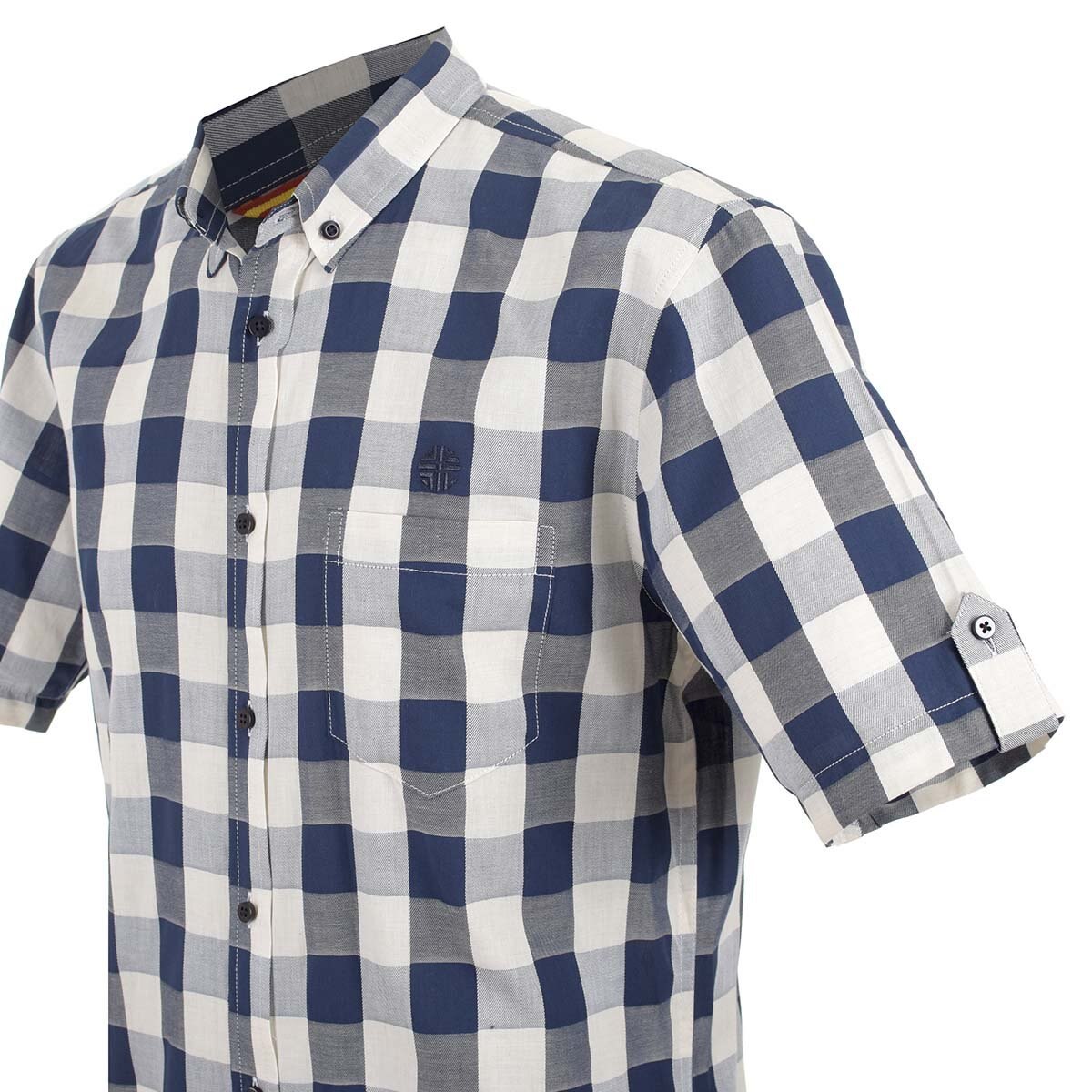Camisa Manga Corta de Cuadros Blanco Scandro para Caballero