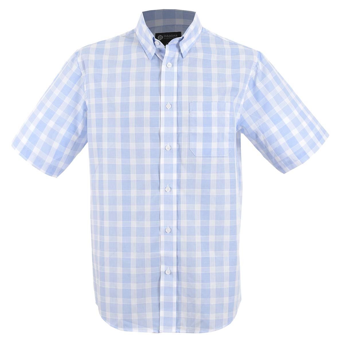 Camisa Manga Corta de Cuadros Azul Haggar para Caballero