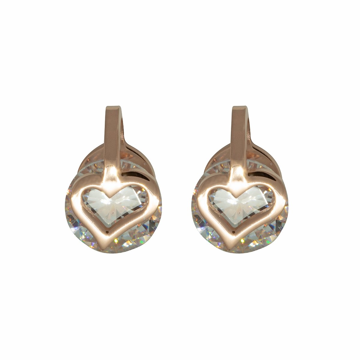 Aretes Corazón Rosado Acero Inoxidable Enso