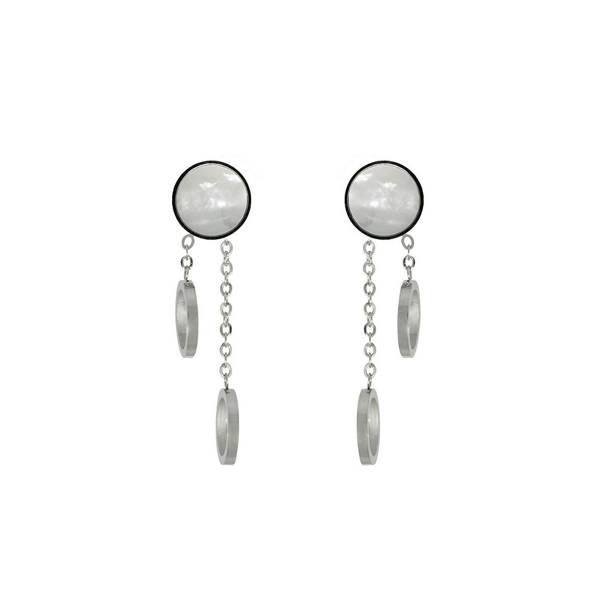 Aretes Plata Colgante Acero Inoxidable Enso