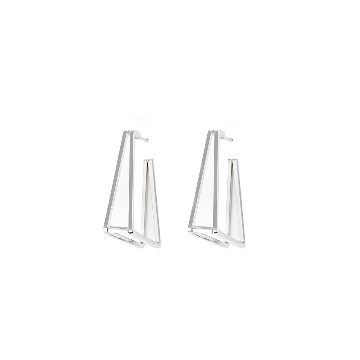 Arracadas Plata Triangulo Acero Inoxidable Enso