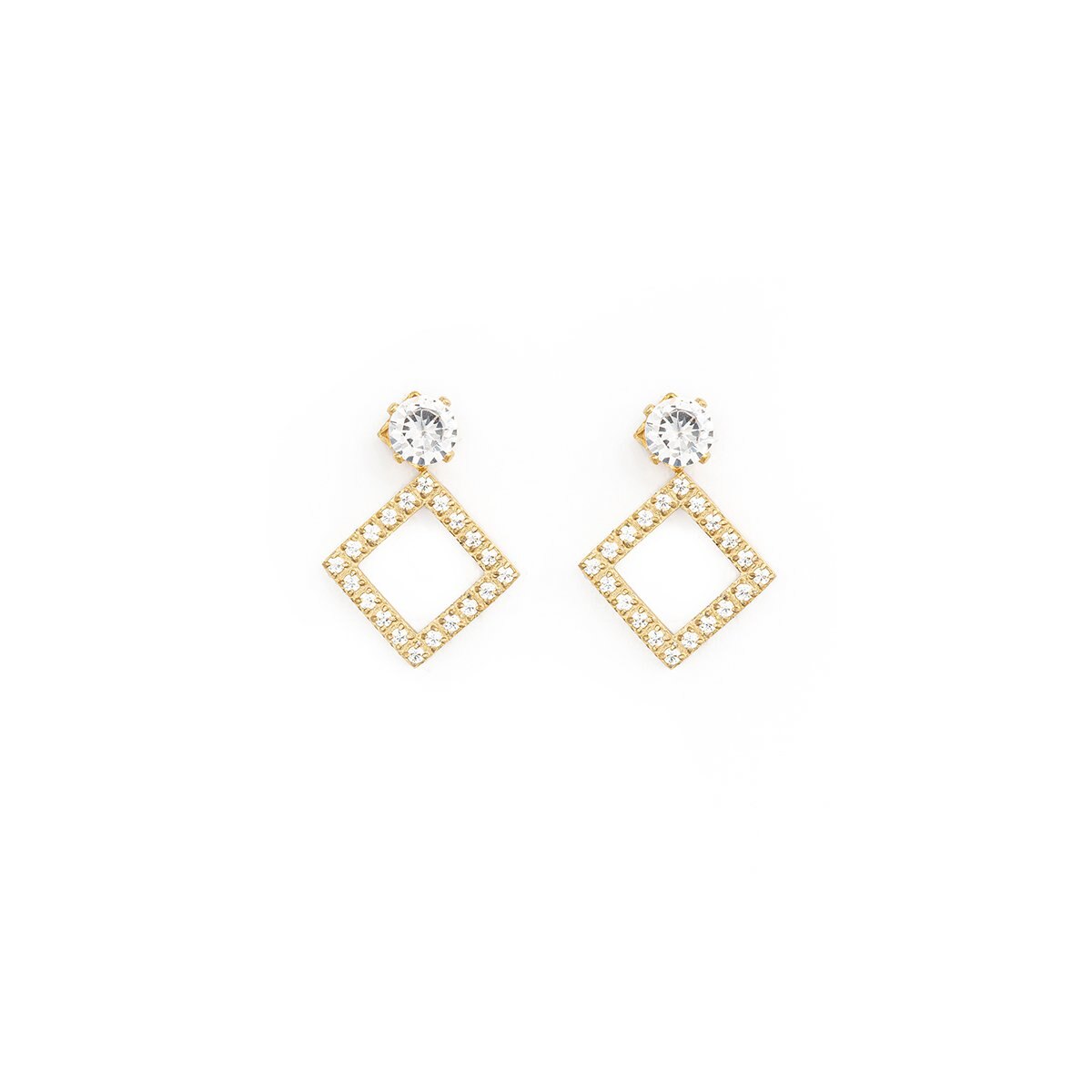 Aretes Dorados Cuadrado Acero Inoxidable Enso