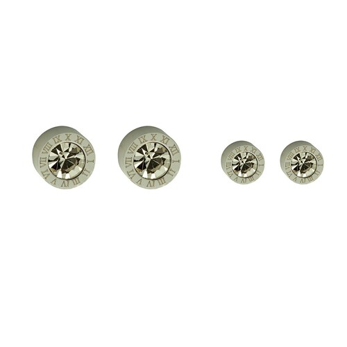 Set Aretes  Plata N&uacute;meros Romanos Acero Inoxidable Enso