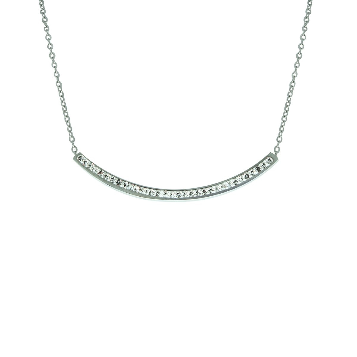 Collar Plata Línea al Centro Acero Inoxidable Enso