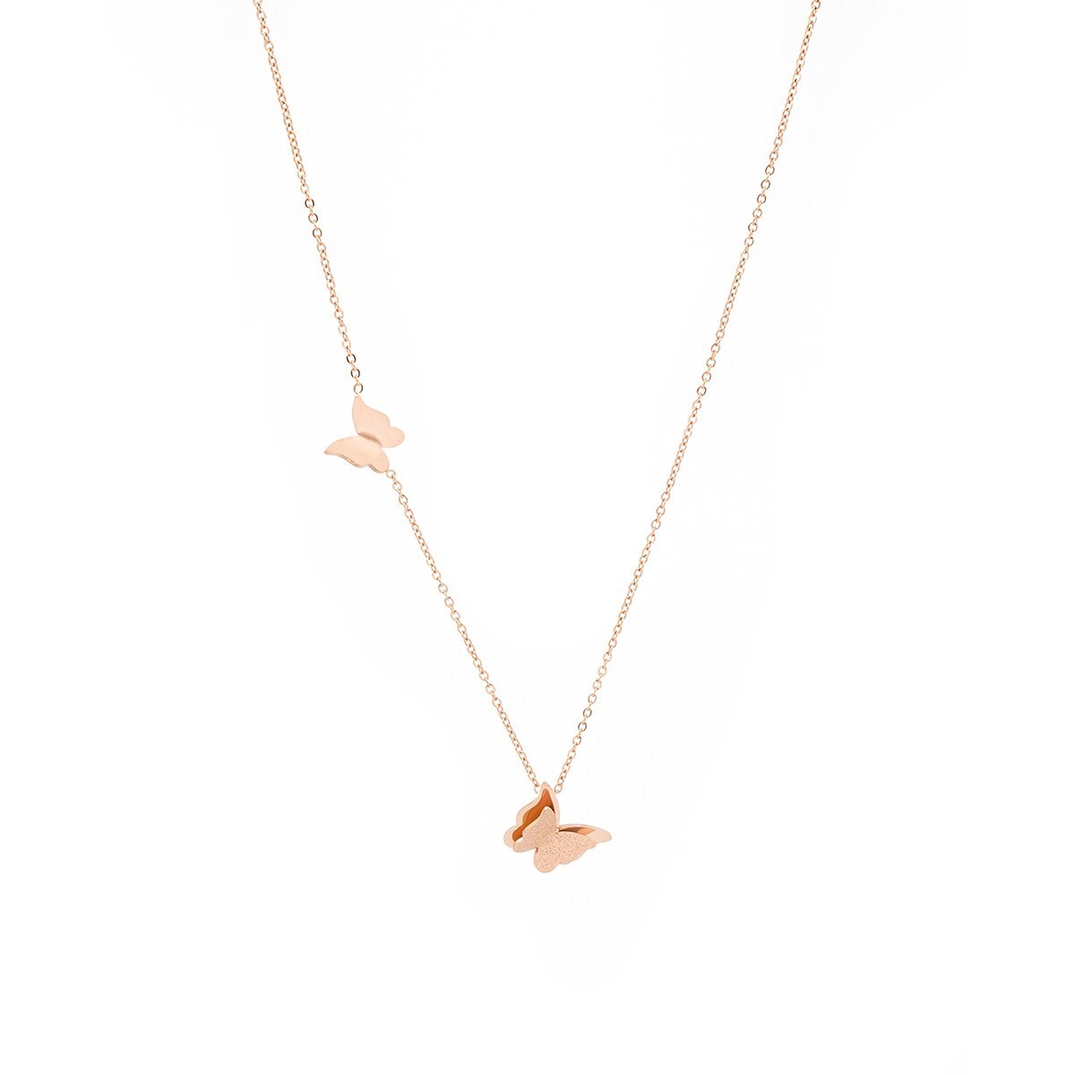 Collar Rosado Mariposas Acero Inoxidable Enso