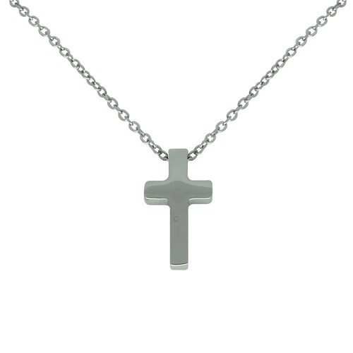 Collar Plata con Cruz Acero Inoxidable   Enso