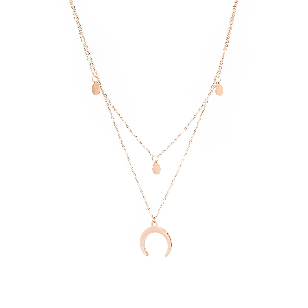 Collar Rosado con Luna Acero Inoxidable Enso