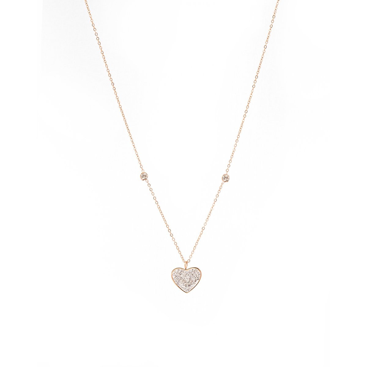 Collar Rosado con Corazón Acero Inoxidable Enso
