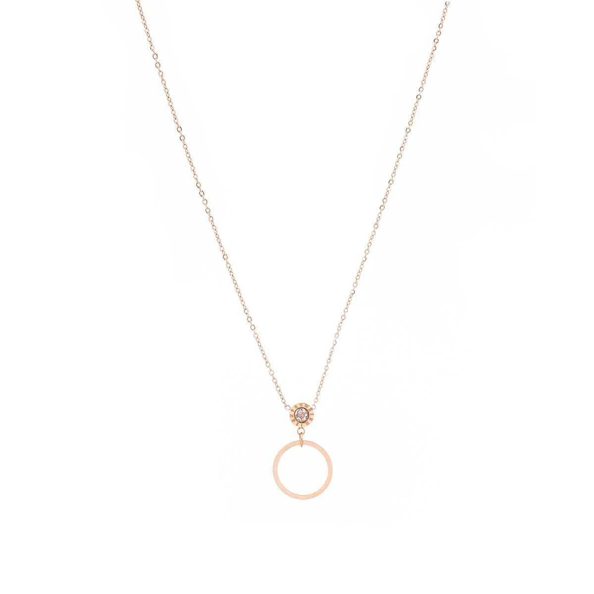 Collar Rosado con Circulo Acero Inoxidable Enso