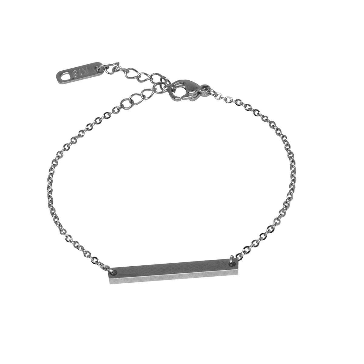 Brazalete Plata con Placa Acero Inoxidable Enso