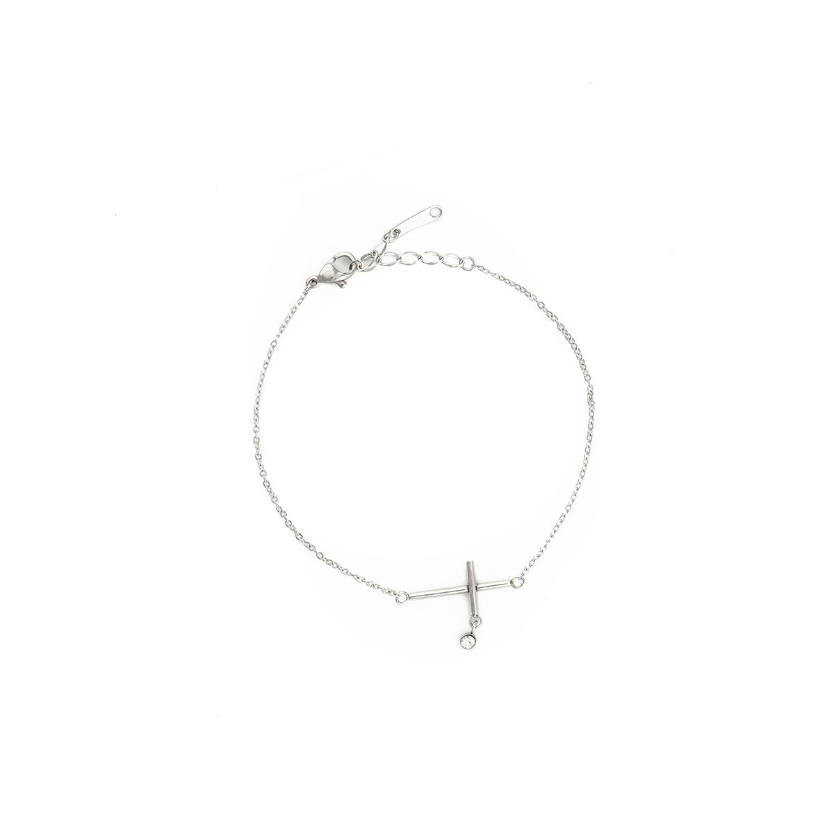 Pulsera Plata con Cruz Acero Inoxidable Enso