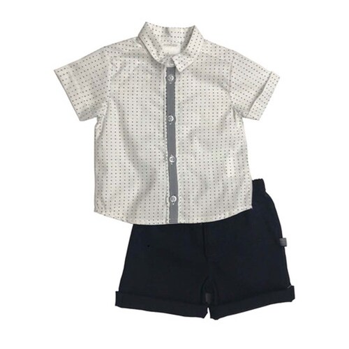 Conjunto de Short Azul con Camisa Manga Corta para Ni&ntilde;o Coccolato