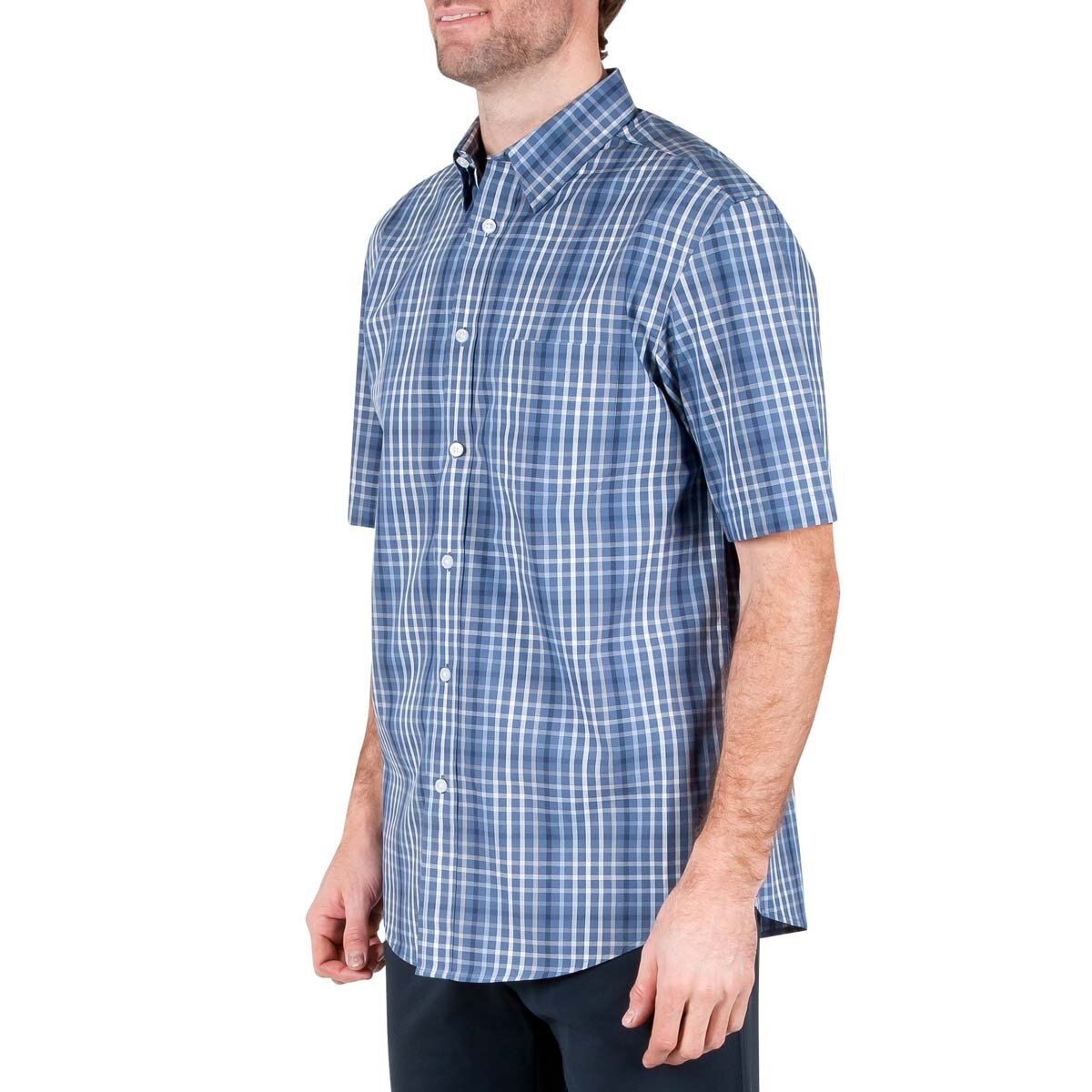 Camisa Manga Corta Azul de Cuadros Haggar para Caballero