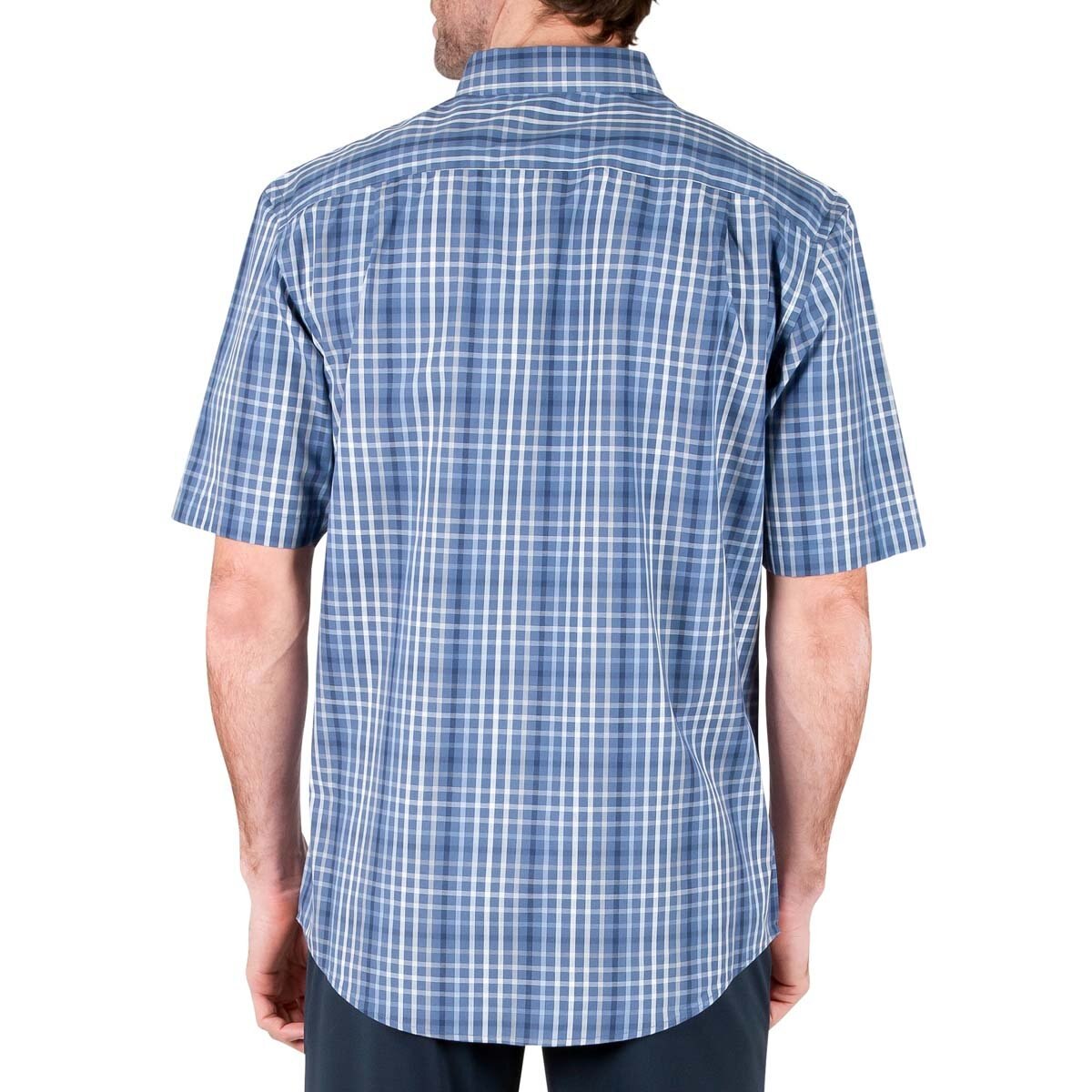 Camisa Manga Corta Azul de Cuadros Haggar para Caballero