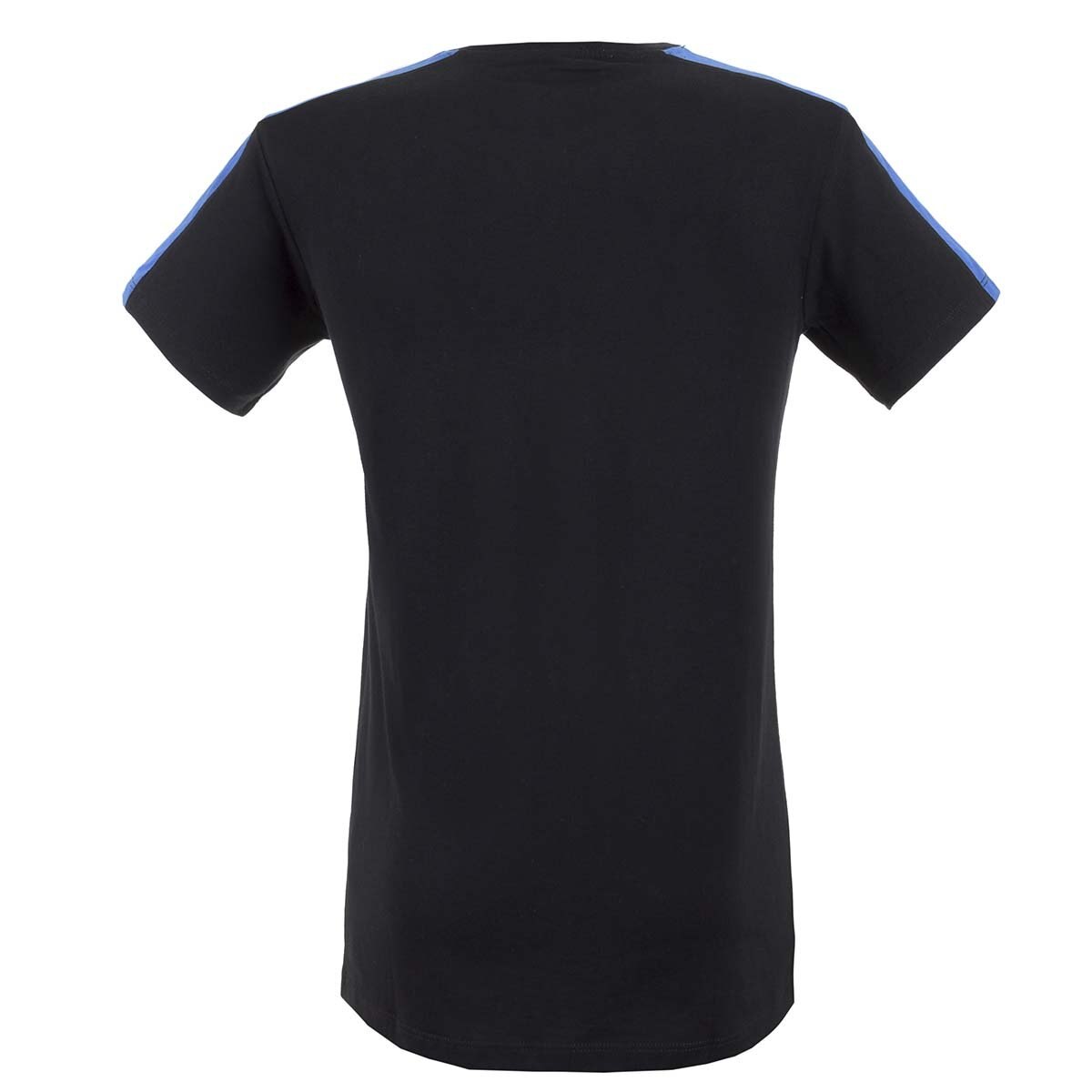 Playera Negra Manga Corta con Franjas Azules Jeanious para Caballero