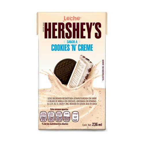 Leche Saborizada Cookies &amp; Cream (18) 236 Ml Hersheys