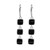 Aretes Plateados con Triple Colgante Cuadrado de Resina Color Negro Nine West