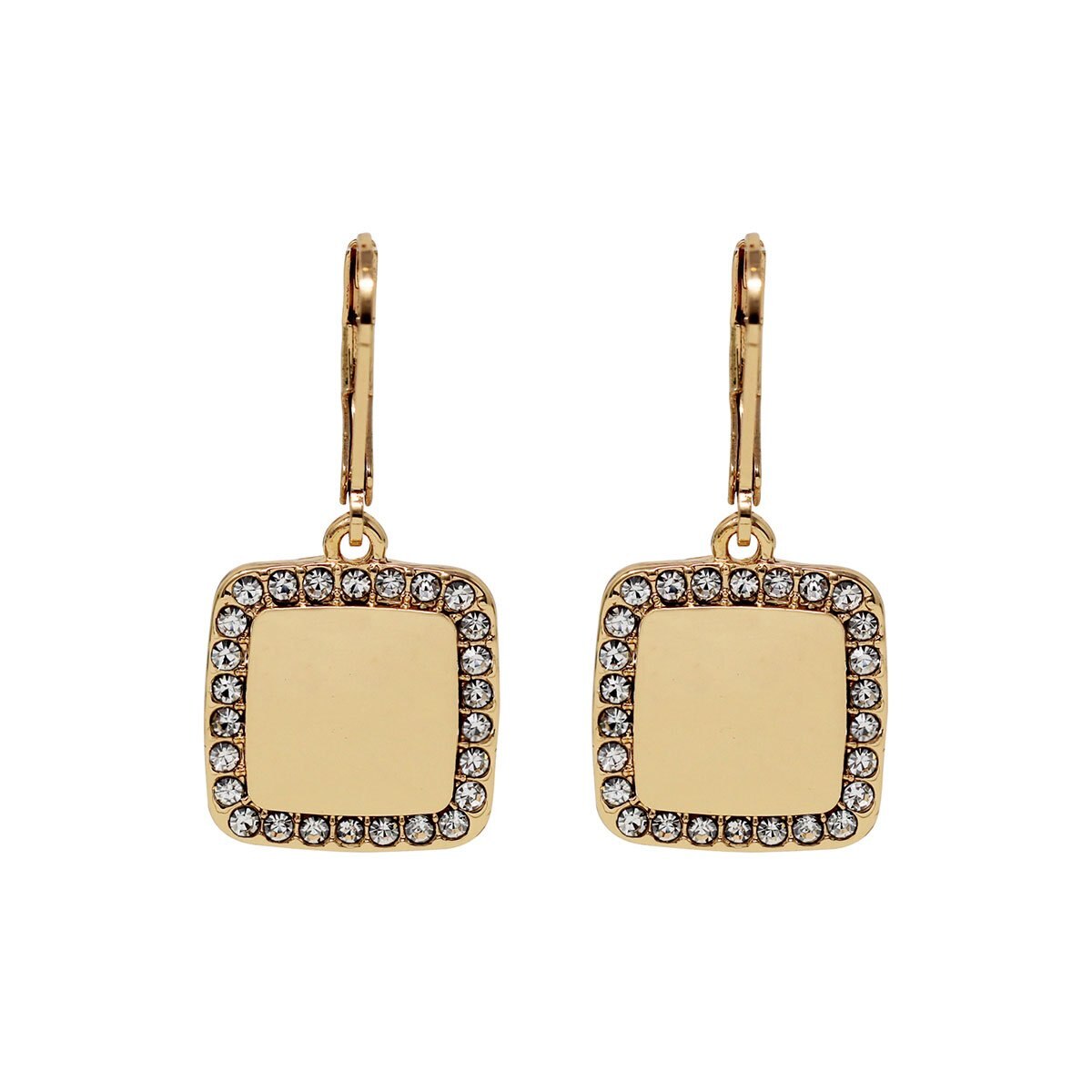 Aretes Dorados con Colgantes Cuadrados con Detalles de Cristal Color Claro Alrededor Nine West