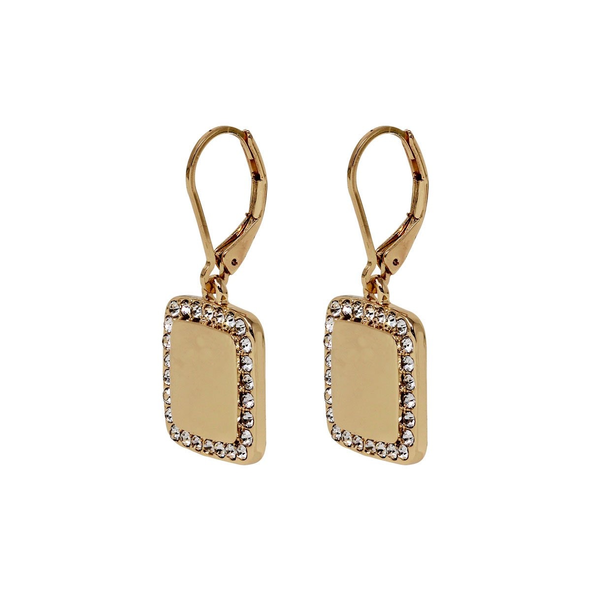 Aretes Dorados con Colgantes Cuadrados con Detalles de Cristal Color Claro Alrededor Nine West