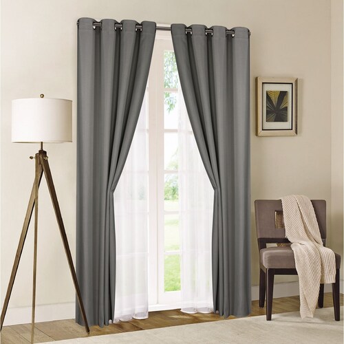 Cortina un Panel 1.37X2.25  Arillo Homer Woven Black Out  Gris Chd Home