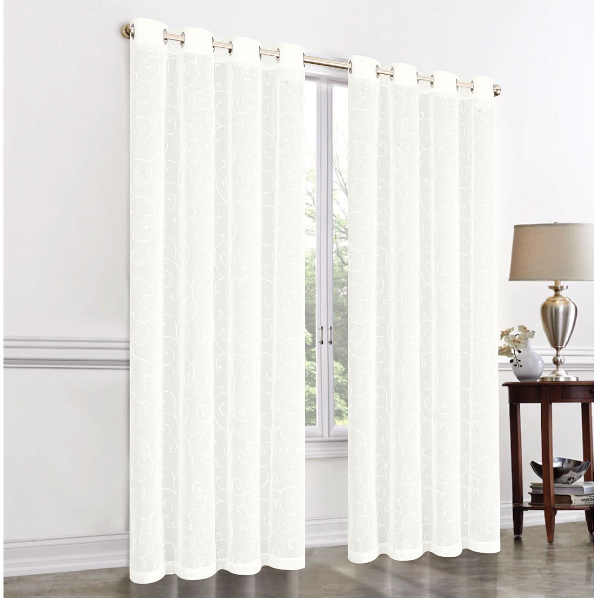 Cortina un Panel 1.37X2.25 Arillo Hesperia Tergal Blanco Chd Home