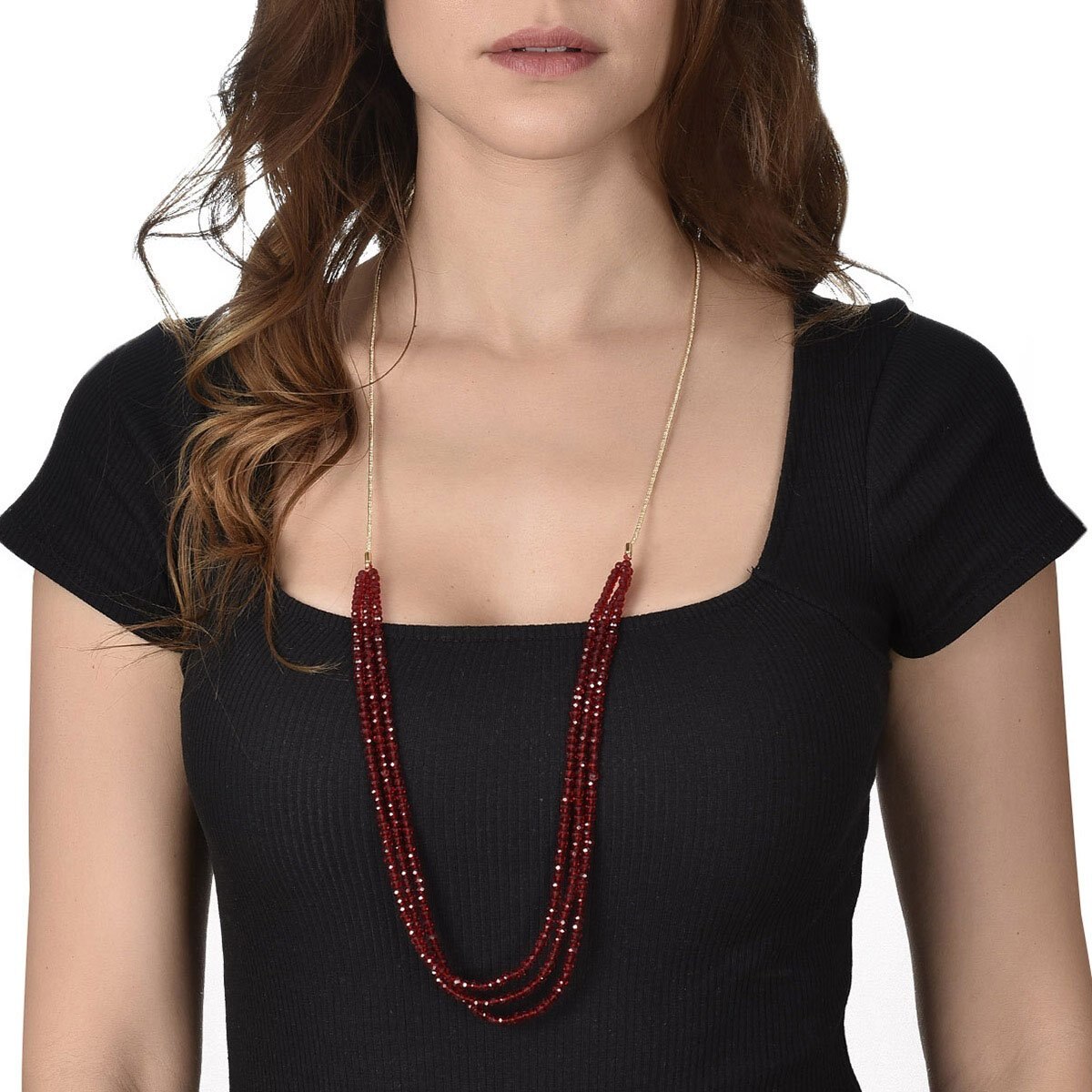 Collar Dorado Tipo Niveles con Resina Color Rojo Nine West