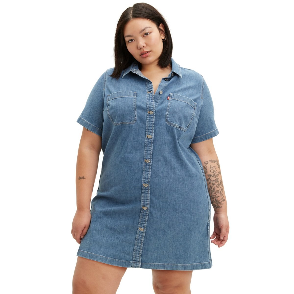 Vestido Camisero Manga Corta Levis Plus para Dama