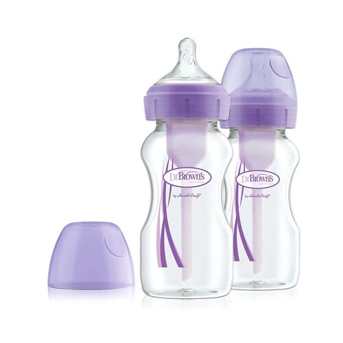 Biberón Cuello Ancho 9 Oz. Options+ Morado 2-Pack  Dr. Browns