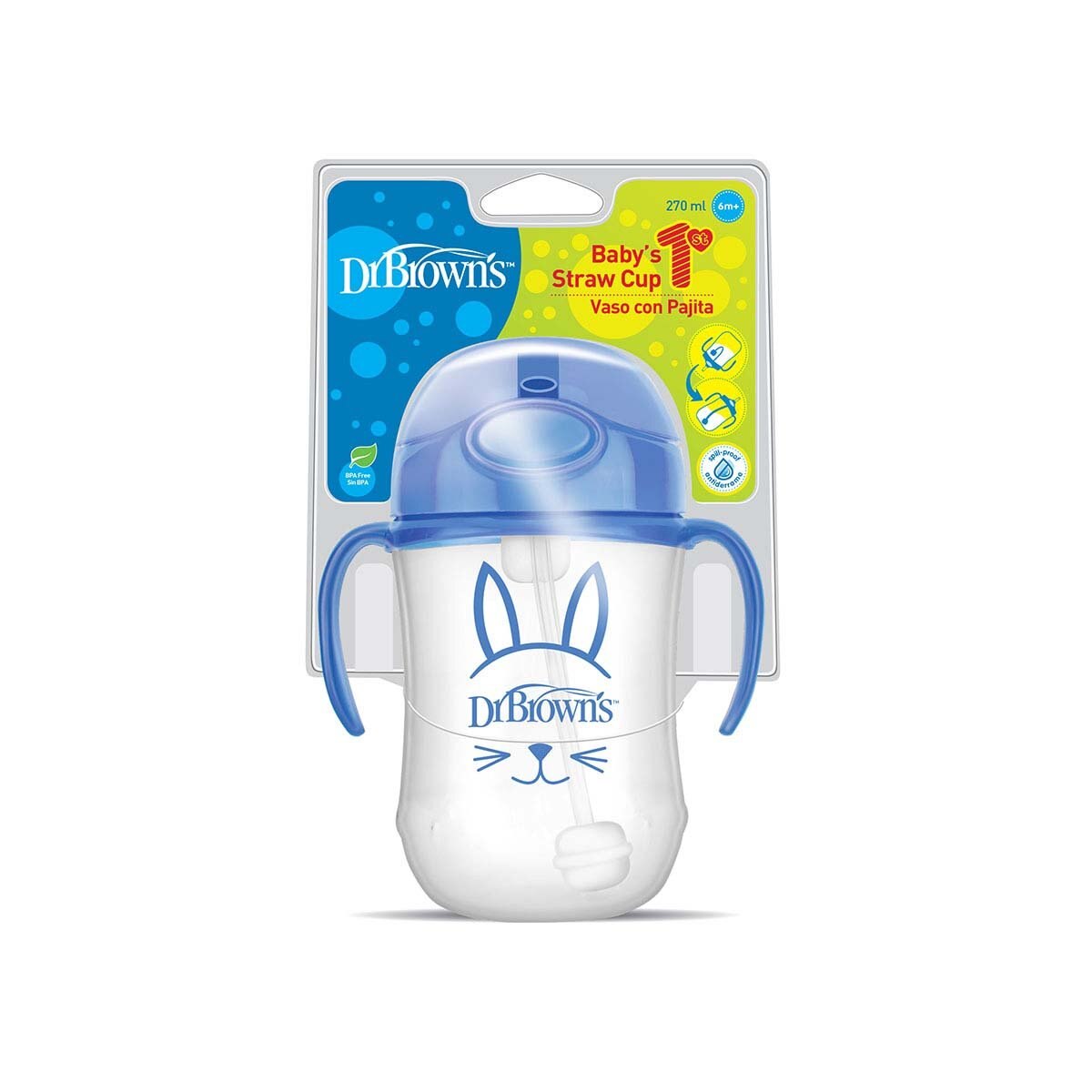 Vaso Entrenador 9Oz. con Popote Azul Dr. Browns