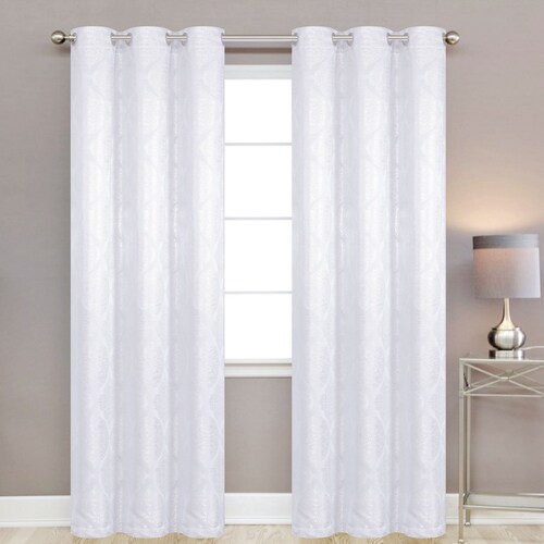 Cortina Dos Panel .95X2.10  Arillo Sonora Metallic Print Black Out Blanco Chd Home